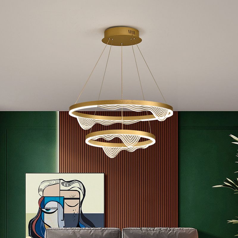Candelier de niveles acrílicos Elegante LED Minimalista Luz colgante de lámpara para sala de estar