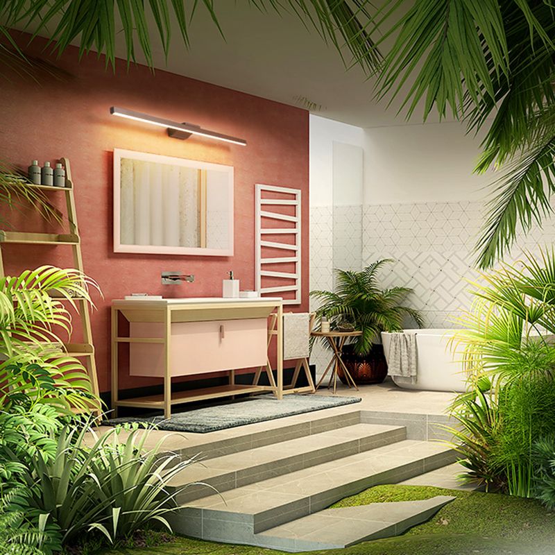 Éclairage de mur de miroir de style simple de style miroir simple à 1 lumière linéaire en marron