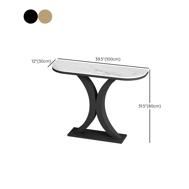 Glam Console Table Half Moon Marble Accent Table , 12 Inch Wide