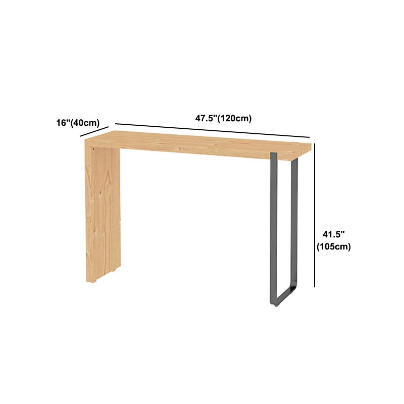 Rectangular Pine Wood Top Bar Table Modern Pub Table with Double Pedes