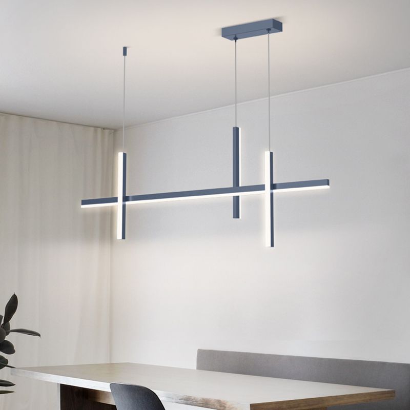 3-Light Linear Island Light Fixture Simplicity Metal Pendant Light for Dining Room