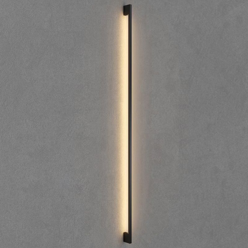 Modern Line Shape Wall Mounted Light 1 Light Metal Flush Mount Wall Sconce in Black Finish