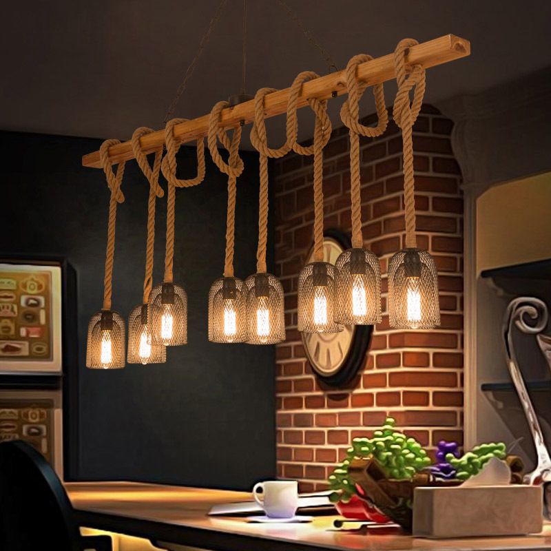 Industrial Wooden Island Light Household Hanging Lighting Fixture