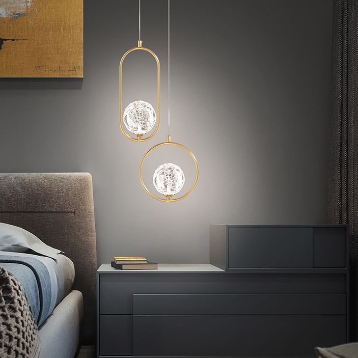 Strukturierte Kristallglaskugel Anhänger Einfachheit 1 Kopfpendel Licht für Schlafzimmer