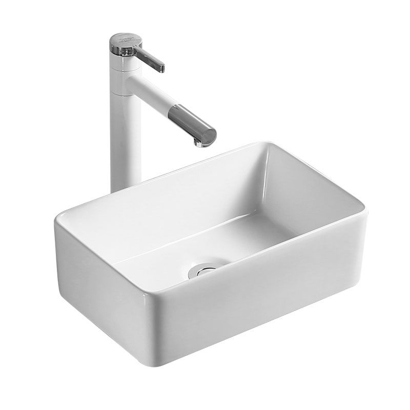 Modern Bathroom Sink Porcelain Rectangle Bathroom Sink in White(Not Including Faucet)