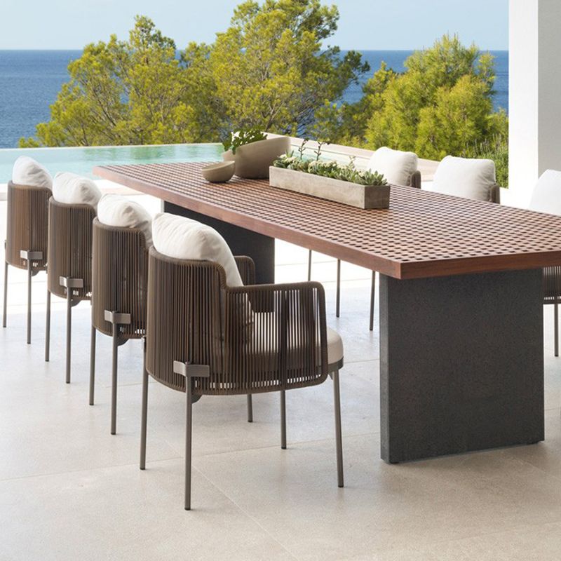 Tropical Patio Dining Side Chair Teak Outdoor Bistro Chairs with Arm