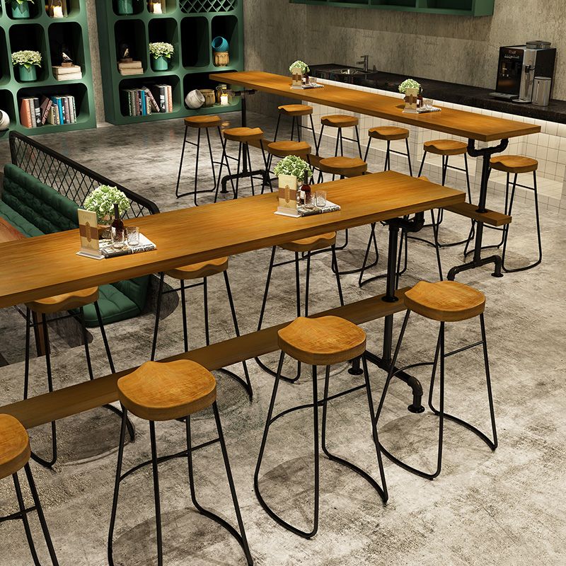 Industrial Bar Height Pub Table Iron Frame Counter Height Dining Table
