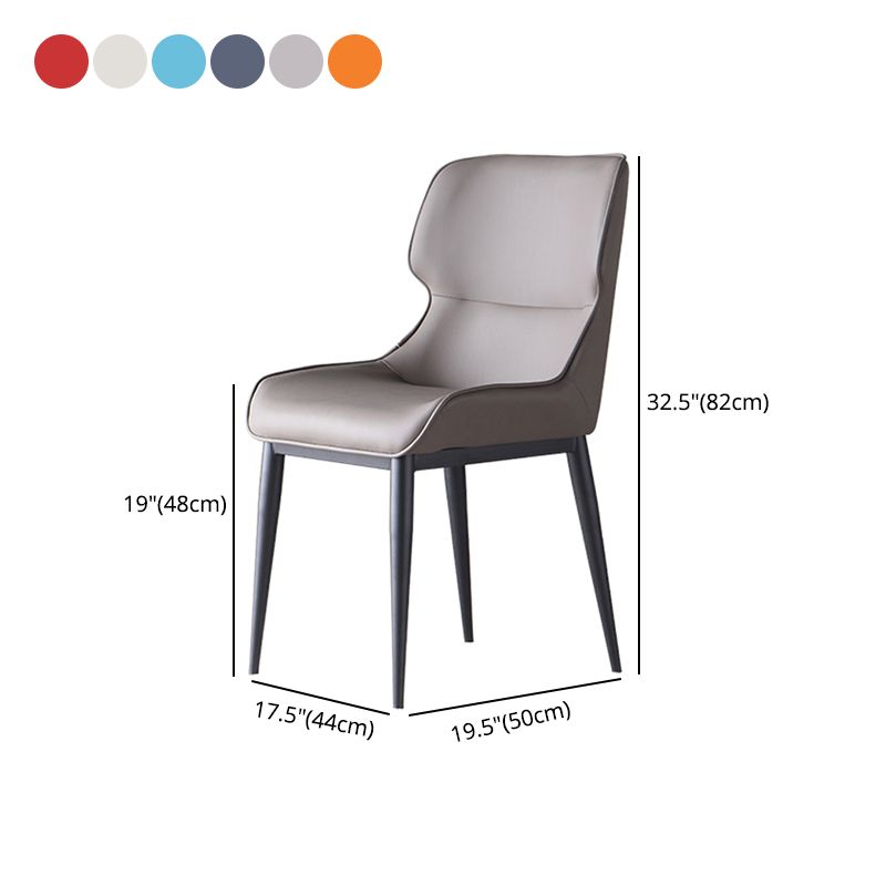 Contemporary Leather Side Chair Matte Finish Wingback Dining Chair (Set of 2)