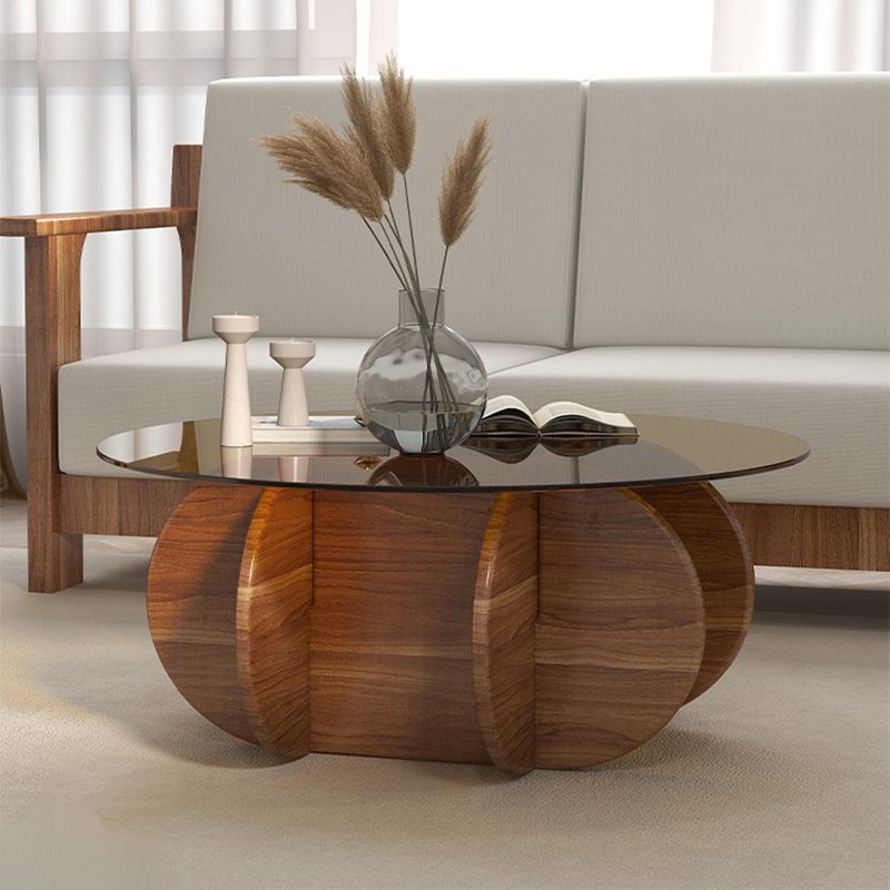 Glass Top Coffee Cocktail Table Modern Round Coffee or End Table