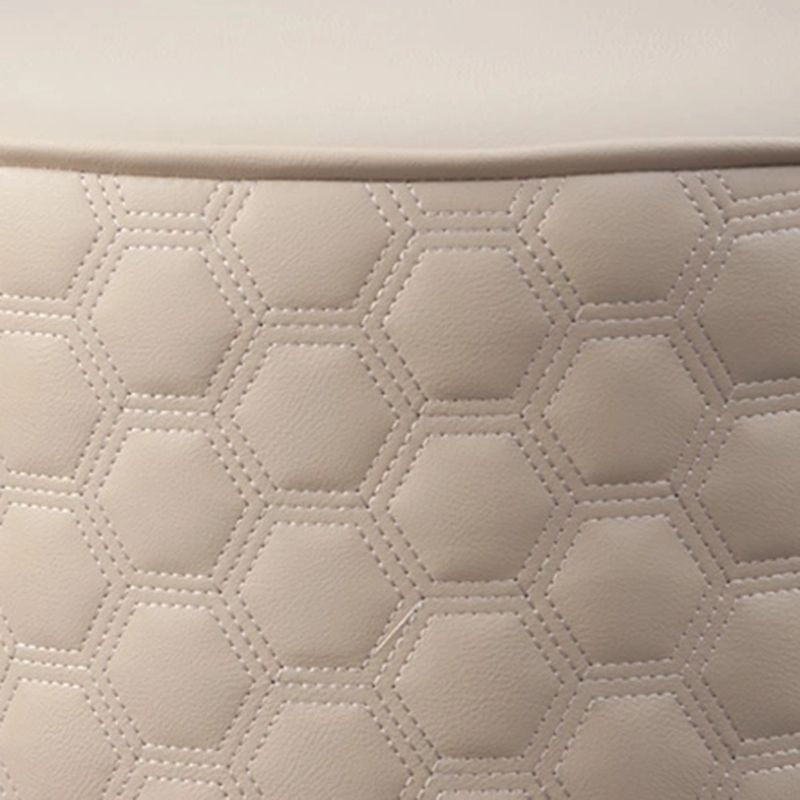 Modern Round Pouf Plain PU Leather Stain Resistant Boucle Ottoman