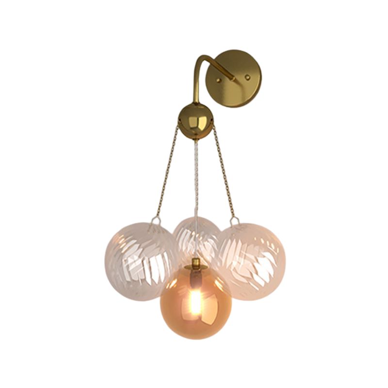 Modern Wall Sconce Ball Shape Metal Wall Light with Glass Shade for Bedroom