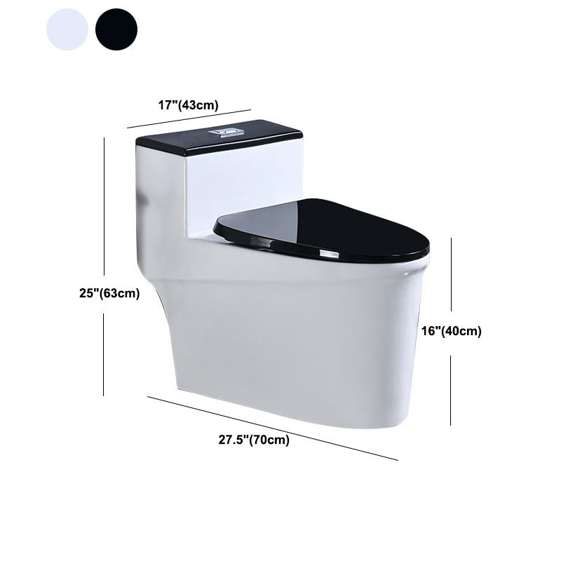 Floor Mount Toilet Black and White Toilet with Siphon Jet Water-saving Function