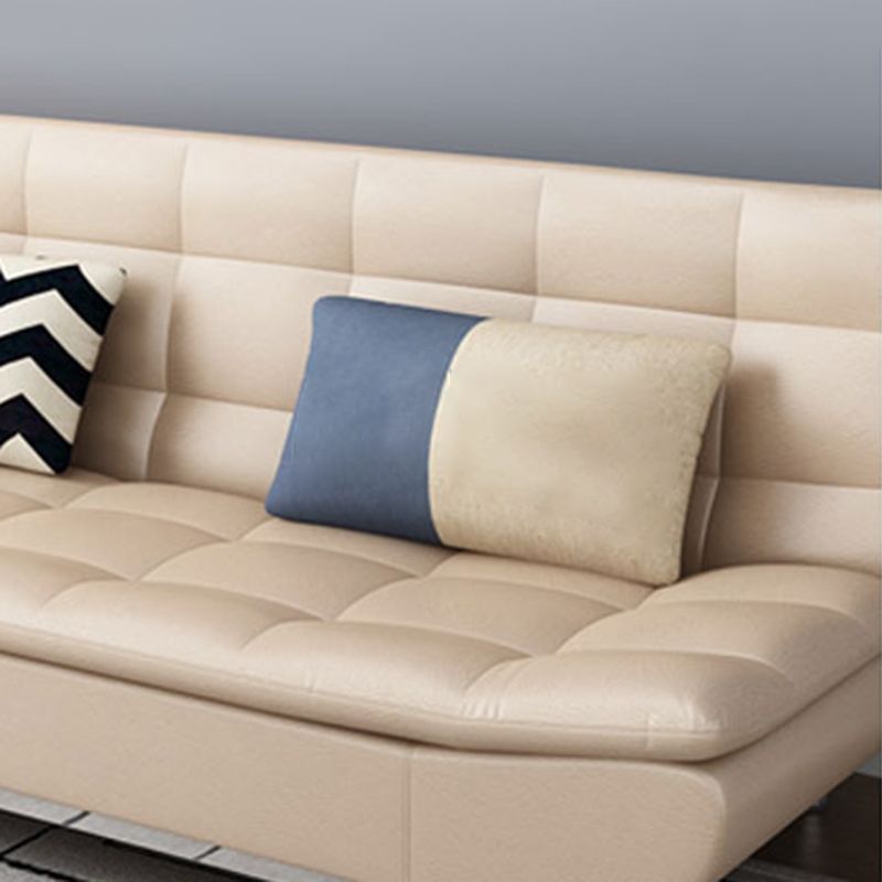 Modern Armless Metal Legs Sofa Faux Leather/Fabric Convertible Sofa