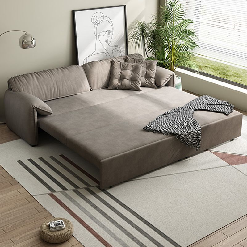 Scandinavian Sofa Bed in Gray Fabric Upholstery Sleeper with Box