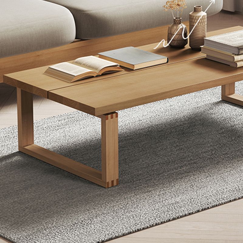 Sled Natural Coffee Table Set Rectangle Solid Wood Coffee Table