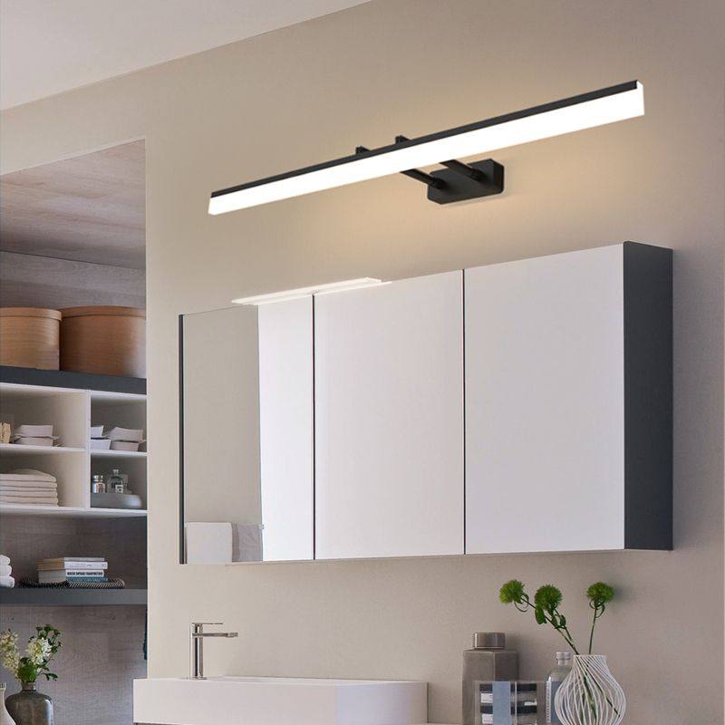 Modern Metal LED Wall Sconce Linear Shape Vanity Lamp with Acrylic Shade for Bathroom