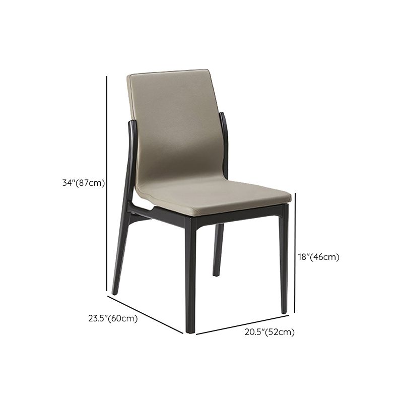 Industrial Style Side Chair Faux Leather Side Dining Chair with Wooden Base