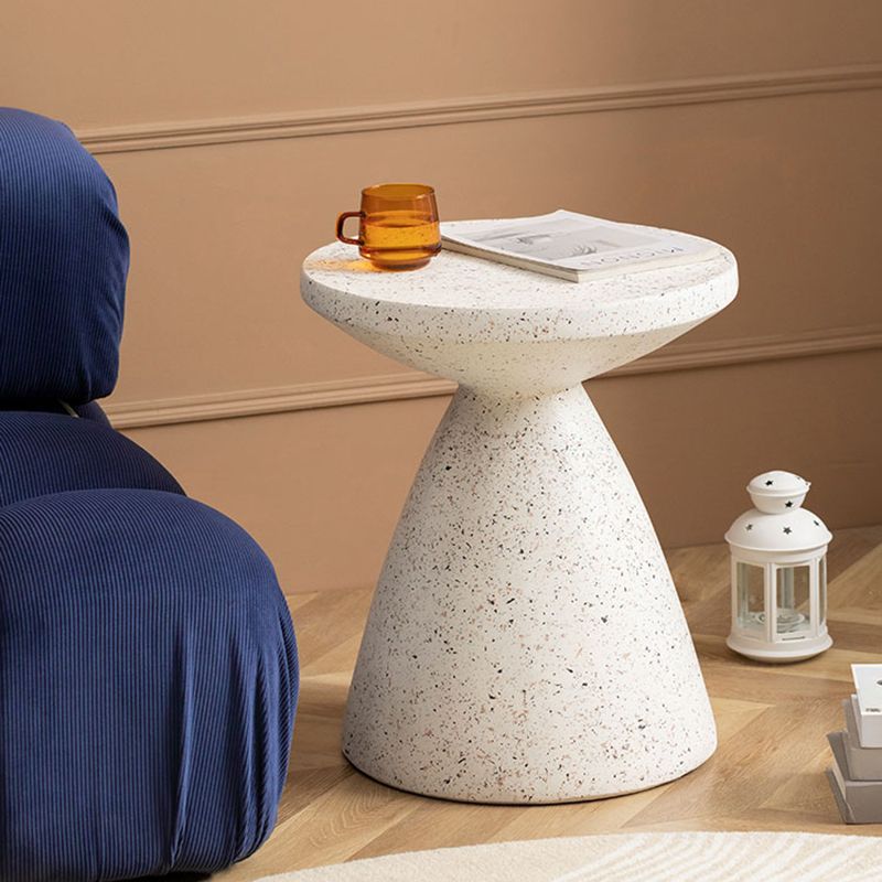 White Sofa Side Accent Table Round and Cone Shape Corner Table