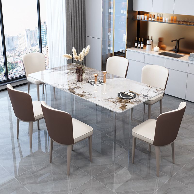 Mid-Century Dinette Table Rectangle Stone Dining Room Table for Home