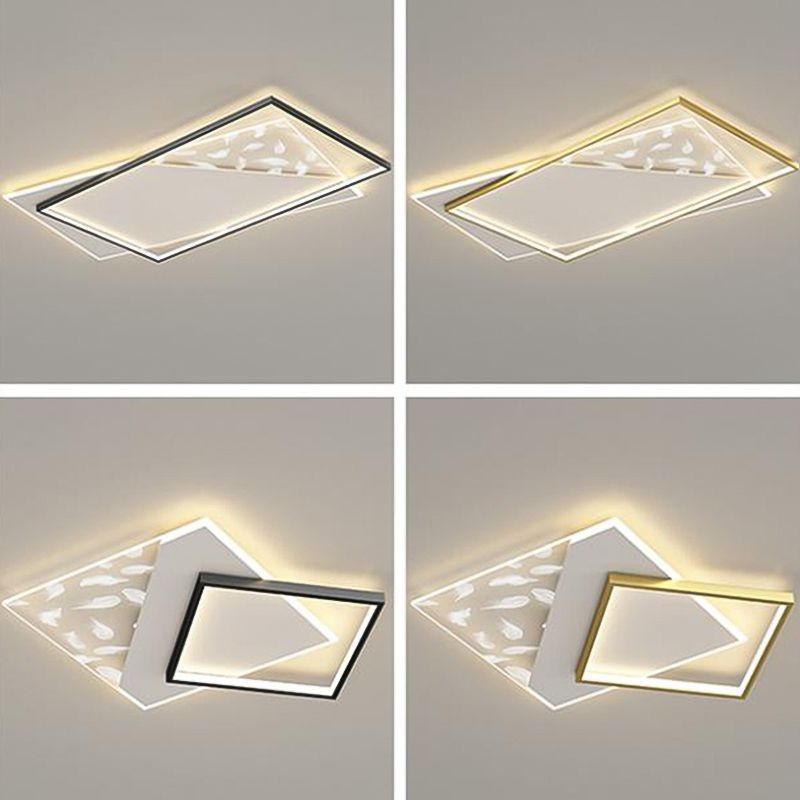 Forme géométrique LED plume plafonnier moderne en aluminium 2 lumières encastré pour chambre à coucher