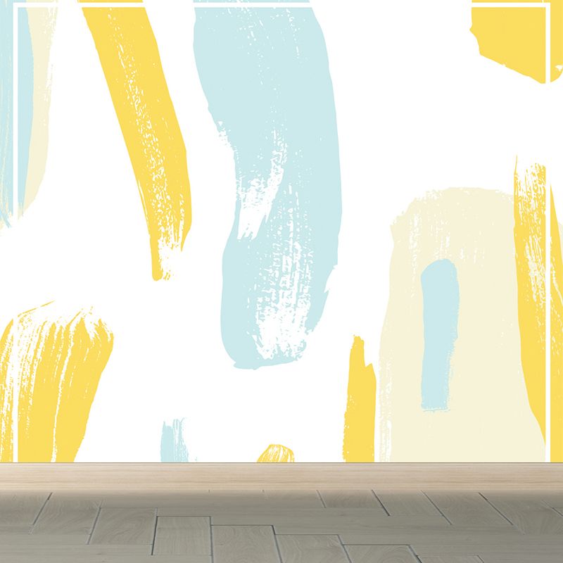 Abstract Pattern Mural Wallpaper Modern Non-Woven Textured Wall Covering in Yellow