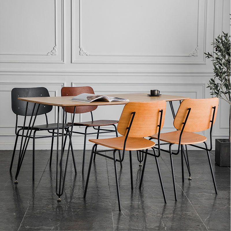 Sillas de comedor sin brazos con respaldo abierto de estilo industrial, sillas de comedor de madera para el hogar