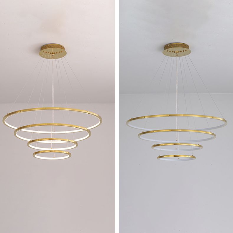 Modern Metal Chandelier Multi-Layer Circle Chandelier Pendant Lamps in Gold for Living Room
