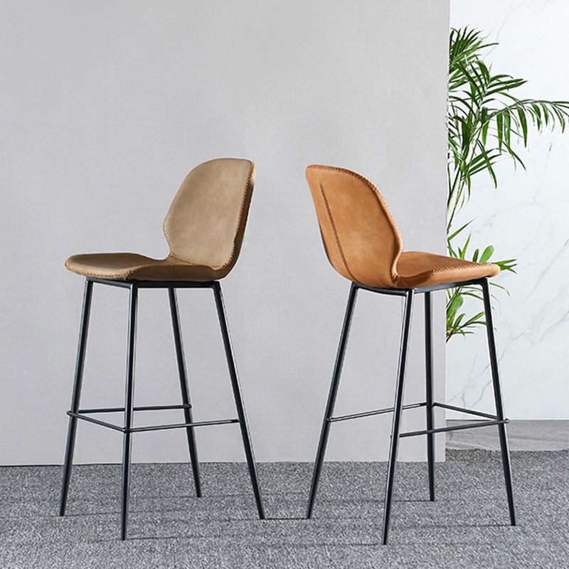 Scandinavian Matte Finish Leather Bar Stool Low Back Home Stool