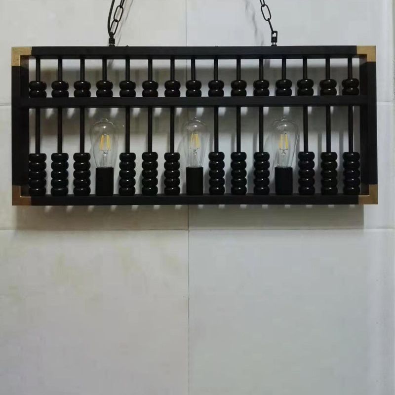 Art Decor Abacus Island Pendant Lighting Metallic 3 Heads Restaurant Ceiling Light