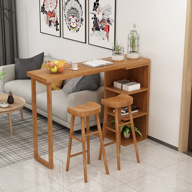 Glam 1/2/3 Pieces Bar Table Set Rectangle Wooden Bar Table with Bar Stool