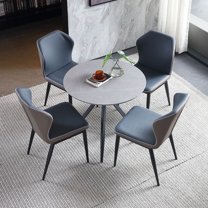 Traditional Luxury Style Dining Table Round Sintered Stone Table with Metal