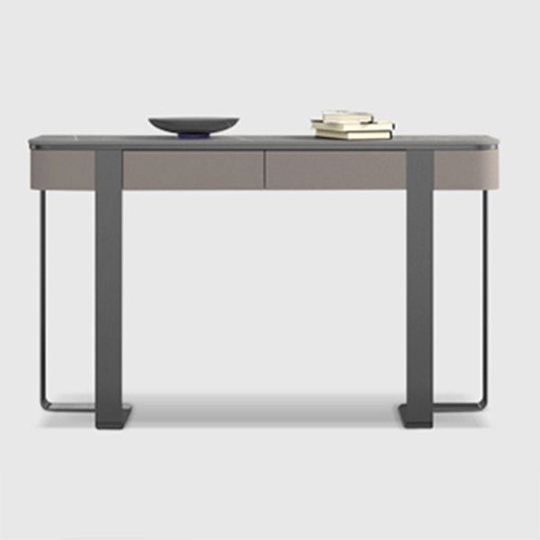 Glam Stone Half Moon Console Table 13.78" Wide 1-shelf Accent Table