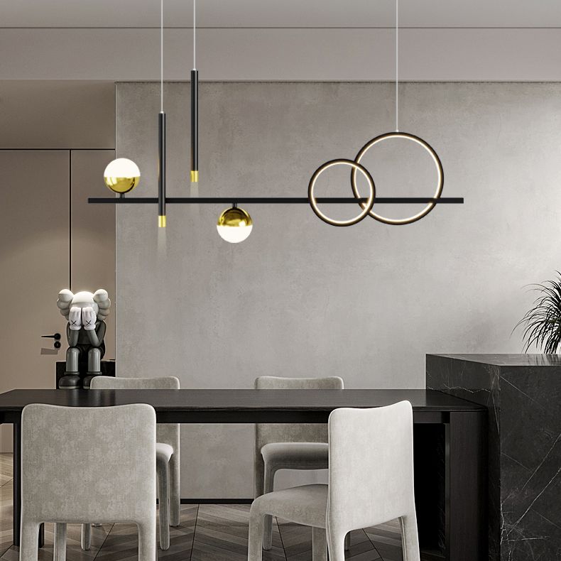 Luce a sospensione lineare dell'isola lineare in alluminio in moderna luce del soffitto in ferro battuto in stile nordico con ombra acrilica