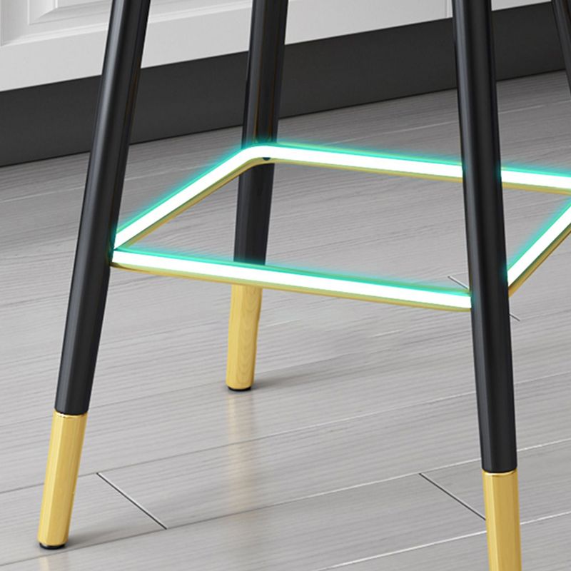 Glam Metal Stool PU Leather Barstools in Matte Finish for Indoor