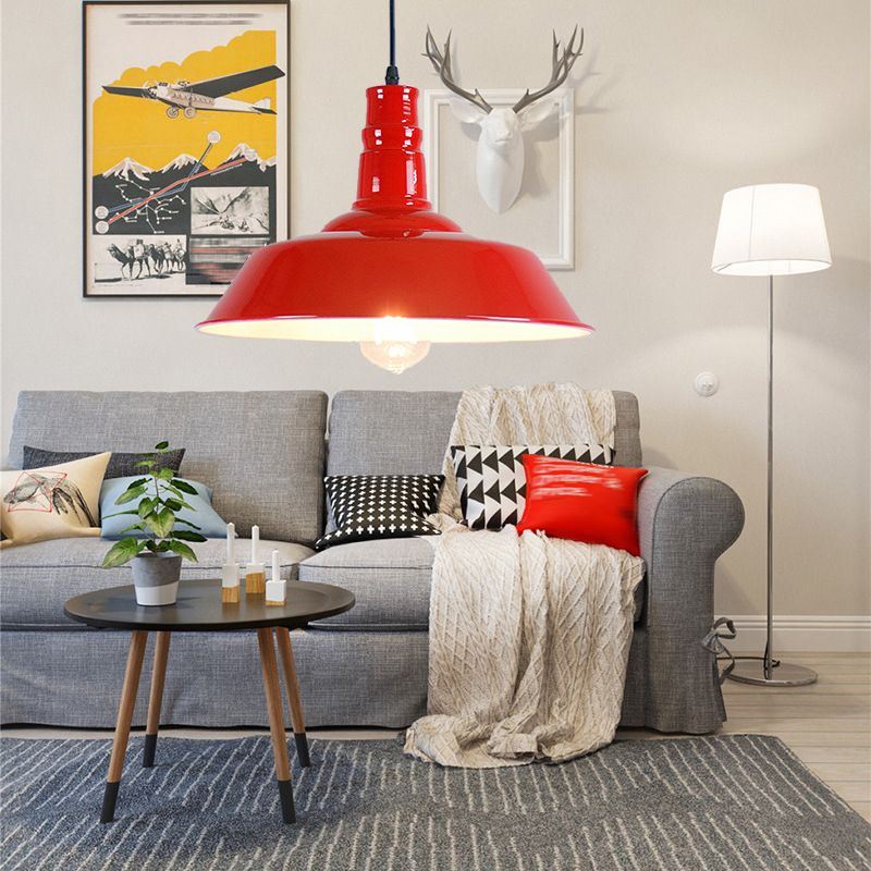 Modern Industrial Barn Shade Hanging Light, Macaron Metal 1-Light Pendant Lighting