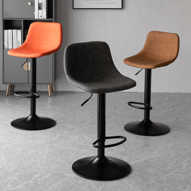 Contemporary PU Leather Footrest Barstool Adjustable Height Bar Stool