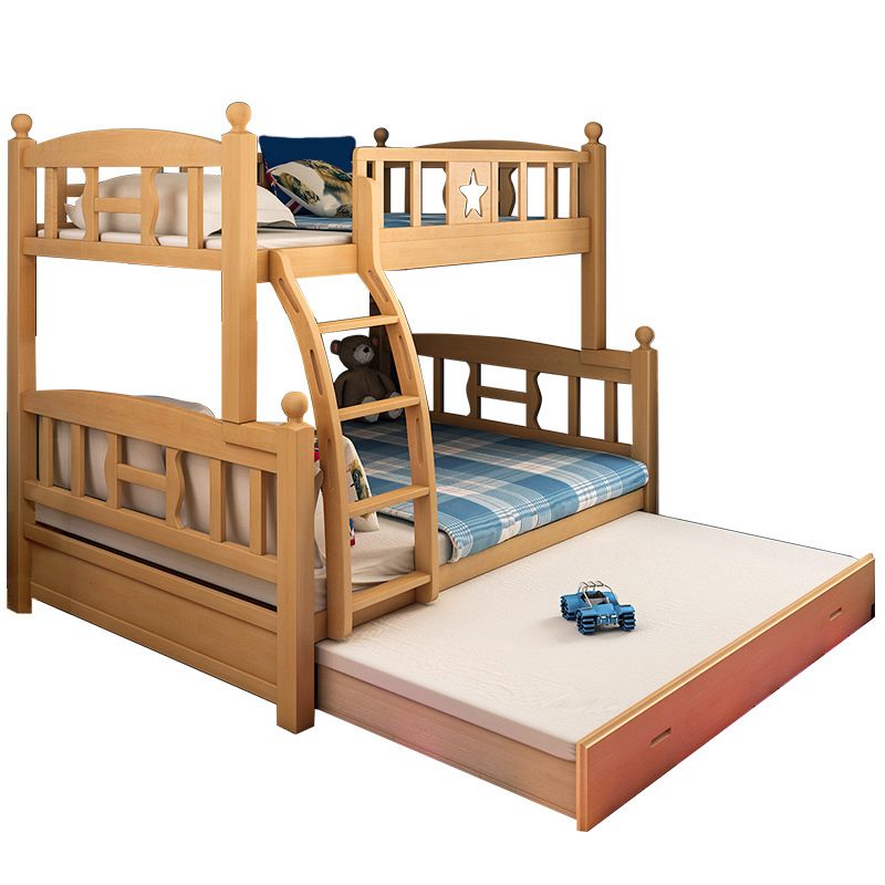 Natural Beech Bunk Bed Modern Bedroom Bunk Bed with Footboard