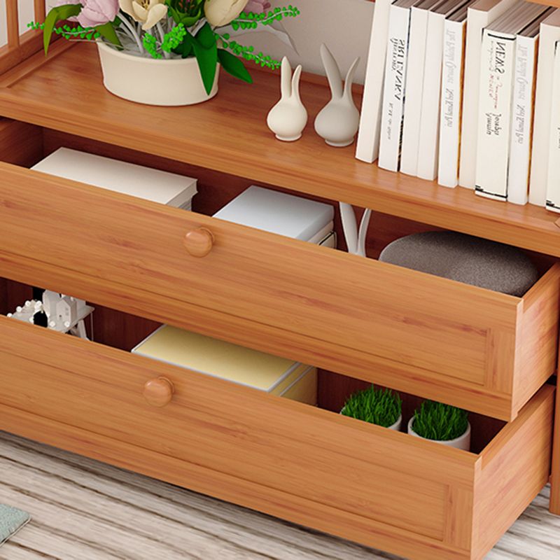 Standard Bamboo Bookshelf Contemporary Brown Open Shelf Bookcase