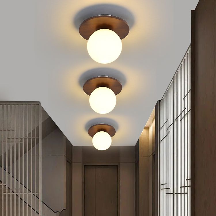 Modern Metal Flush Mount Ball Shape Ceiling Light with Glass Shade for Living Room