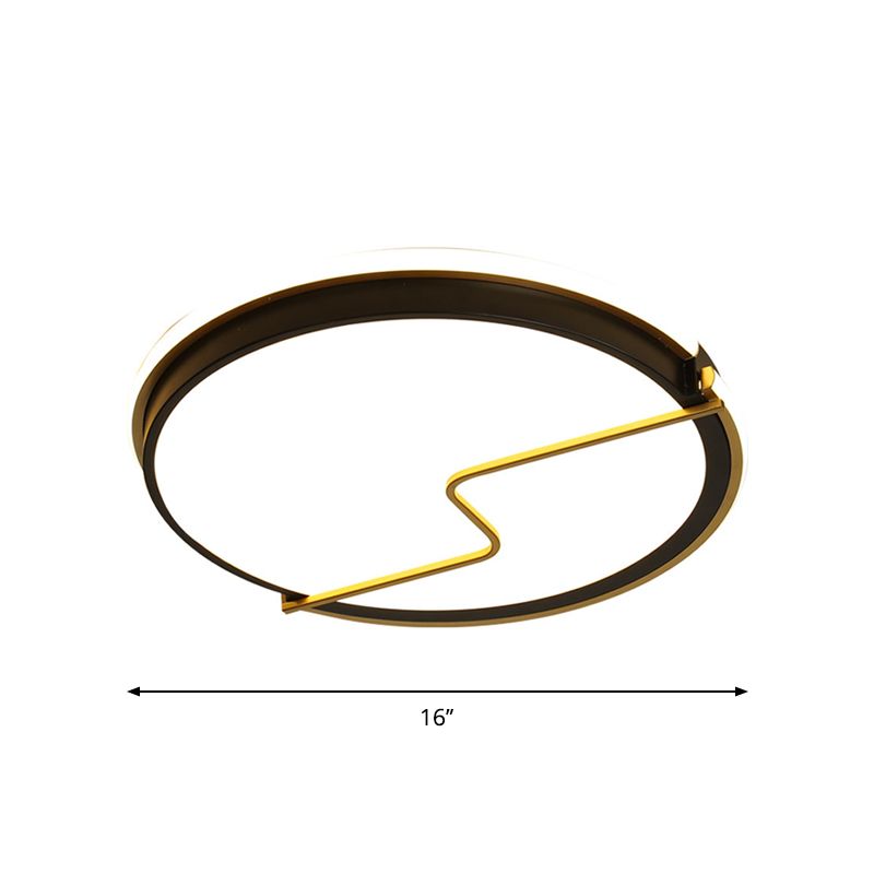 Rounded Bedroom Flush Ceiling Light Acrylic 16"/19.5" W LED Modernist Flush Mount Lamp in Black, Warm/White Light