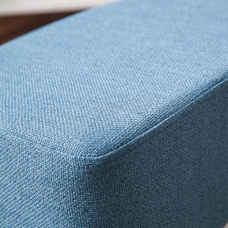 Square Pouf Stool Pure Color Cotton Linen Upholstered Wood Frame Pouf Ottoman