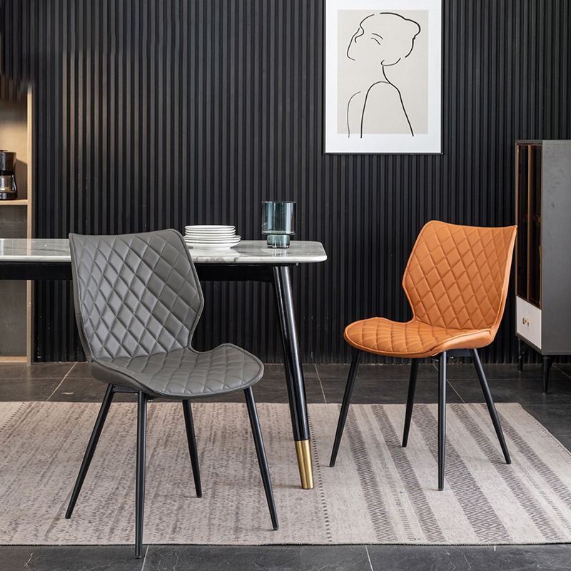 Upholstered Dining Chairs Wingback Side Chair with Metal Legs