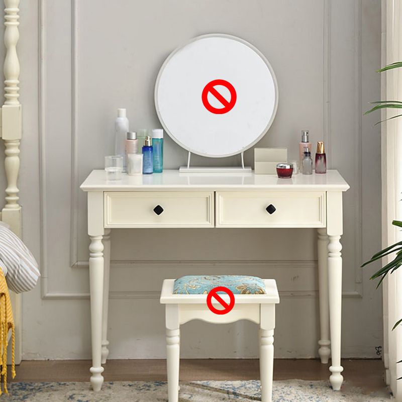 Contemporary Makeup Dressing Table With Drawers White 17.71" W x 30.70" H