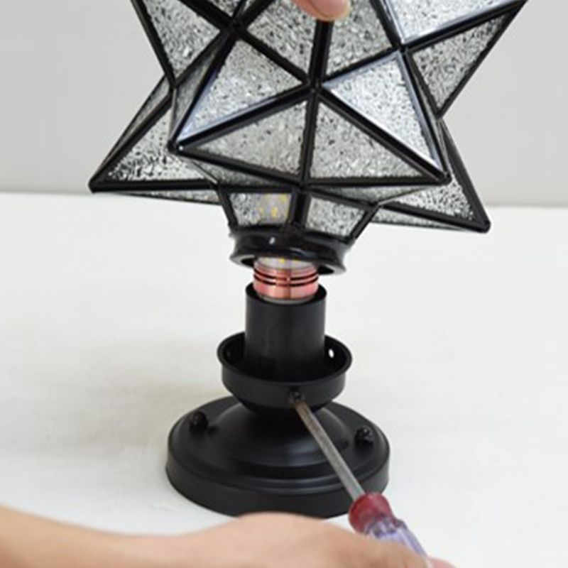 Glass Semi Flush Mount Light Star Shape Vintage Semi Flush Ceiling Light