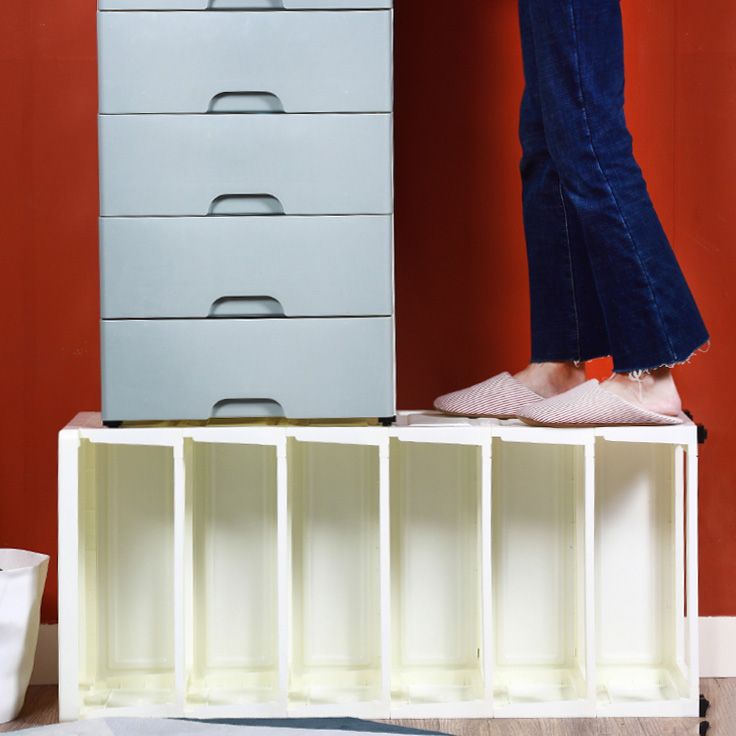 Contemporary Plastic Vertical Kids Nightstand with 5 Drawers for Home