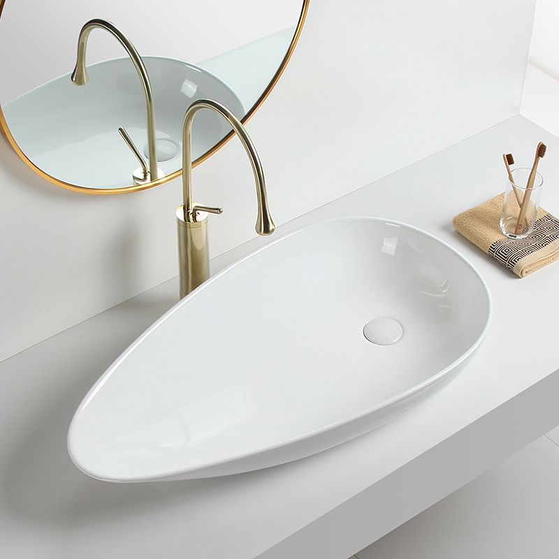 Modern Vessel Sink Specialty Porcelain with Pop-Up Drain Vessel Bathroom Sink
