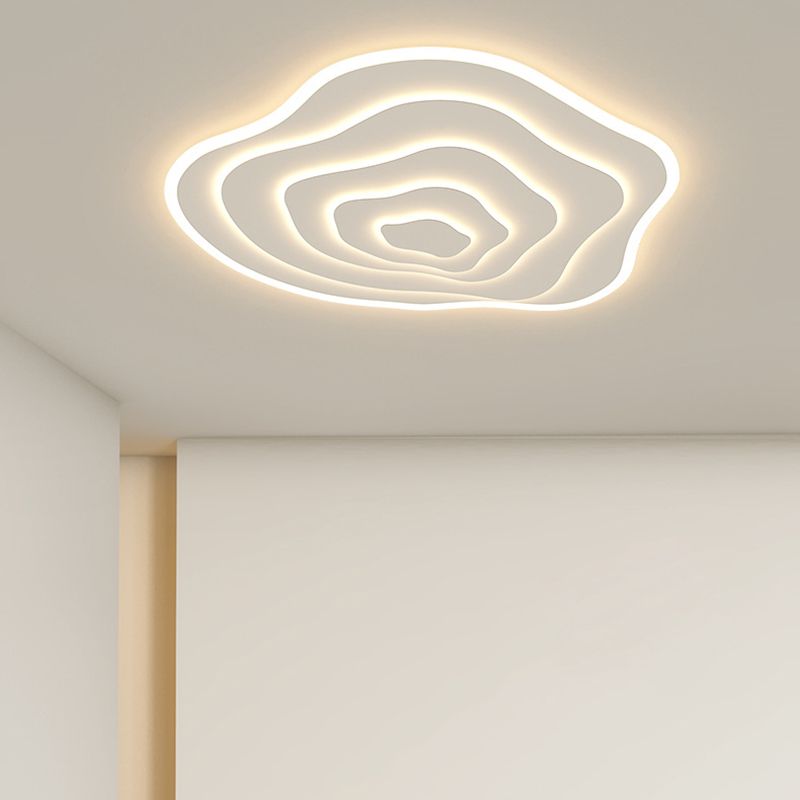 Single White LED Flush Mount Lighting Modern Unique Ceiling Light for Bedroom