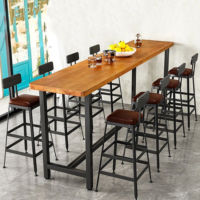 Industrial 1/9 Pieces Bar Table Set Rectangle Pine Wood Counter Table for Cafe