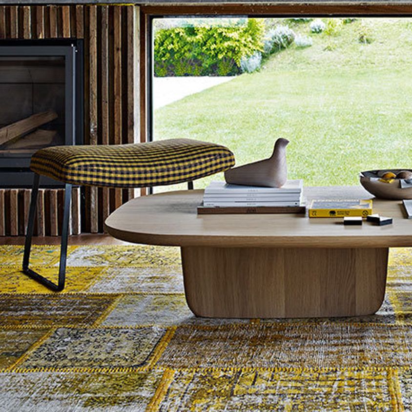 Scandinavian Solid Wood Coffee Table 12.4" H Rectangular Cocktail Table with 2 Legs