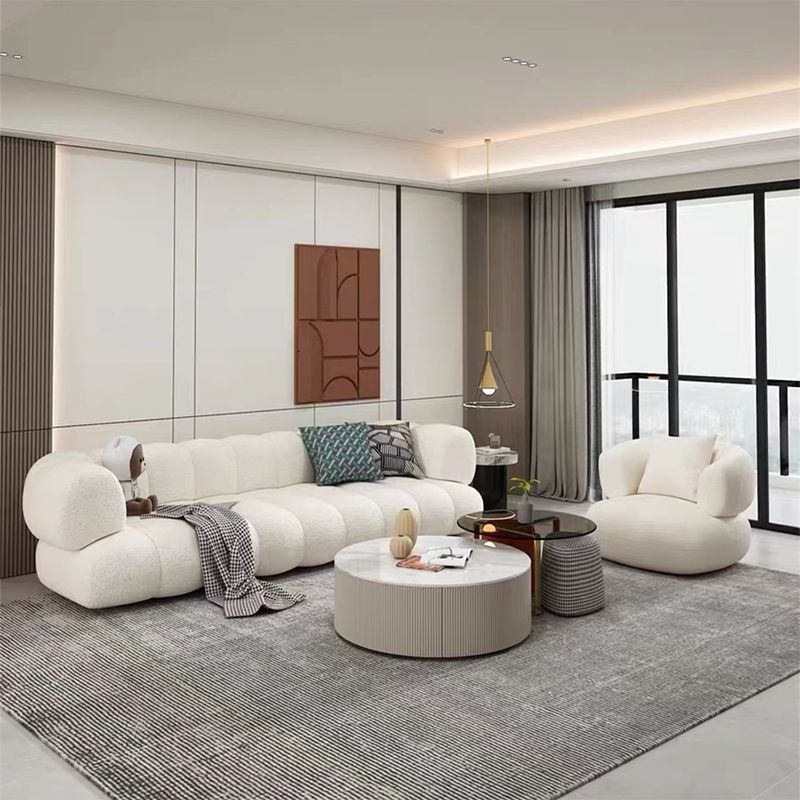 Wool Recessed Arm Sofa Contemporary Standard Sofa for Living Room
